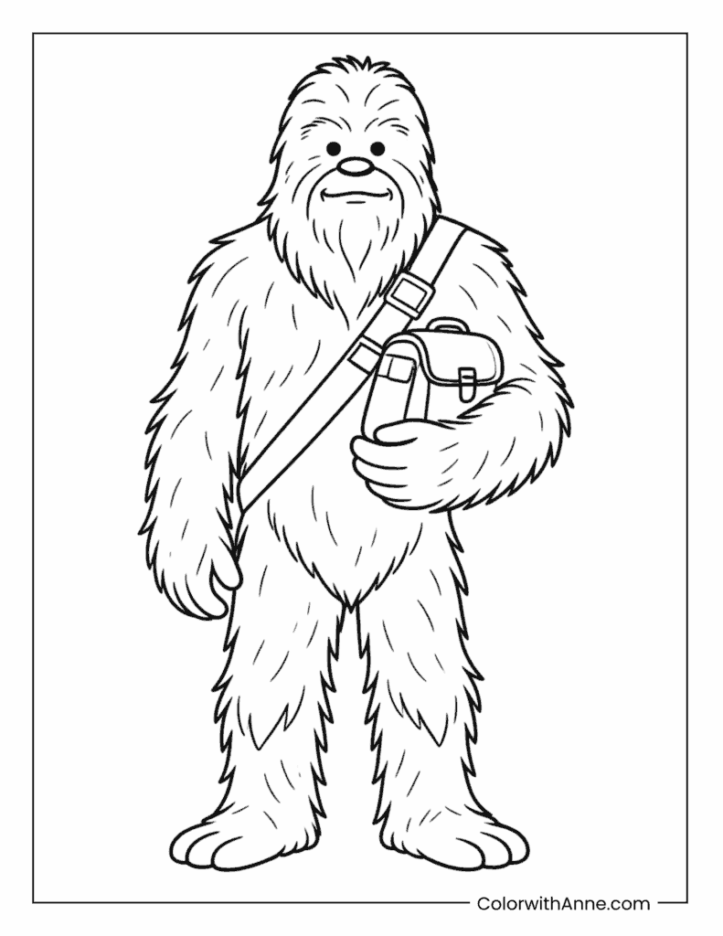 Chewbacca Holding His Satchel Star Wars Coloring Page