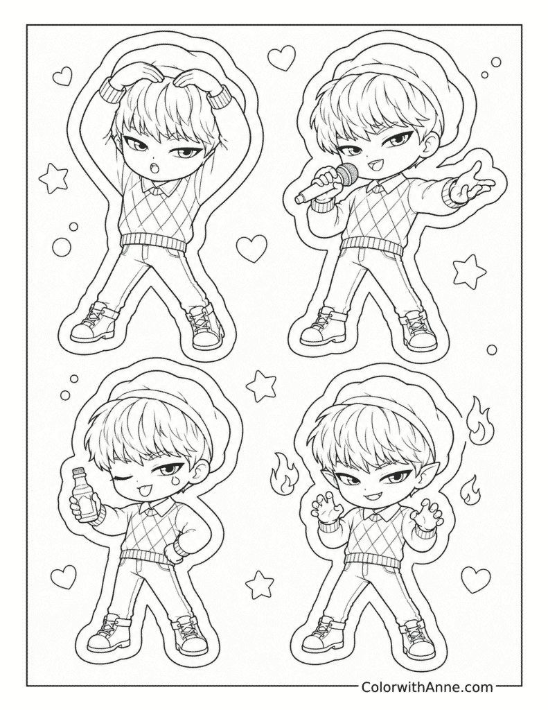 Chibi Baby Saja Sticker Sheet Coloring Page