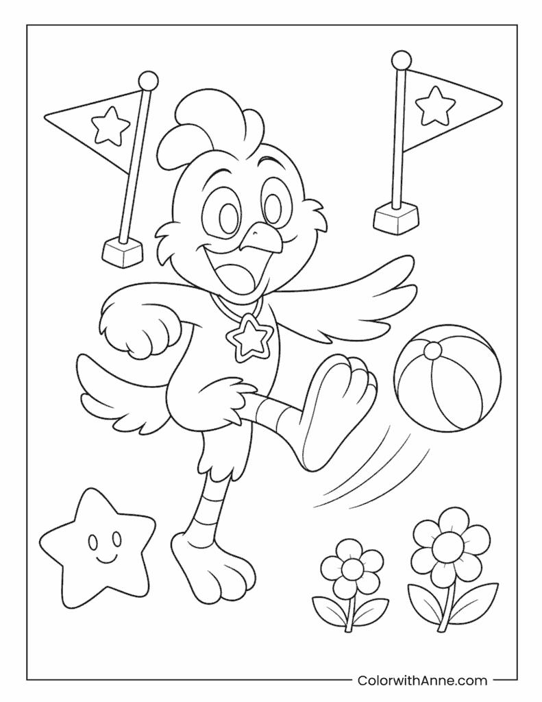 ChickenLittle Playing Beach Ball Coloring Page