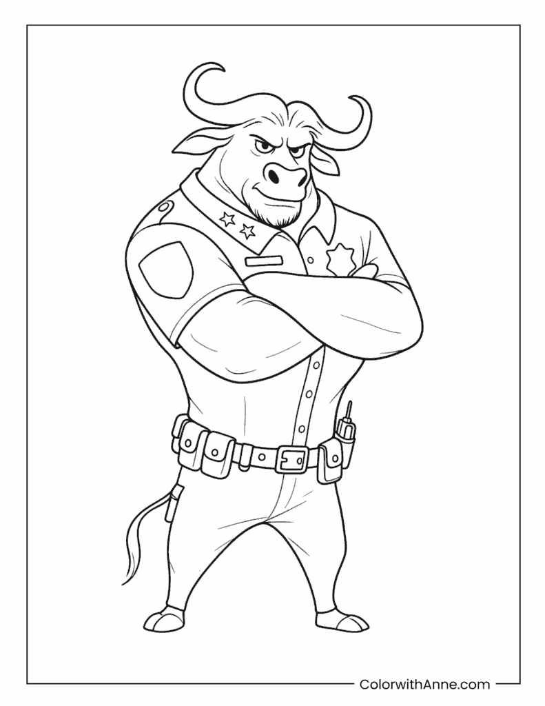 Chief Bogo Police Officer Coloring Page