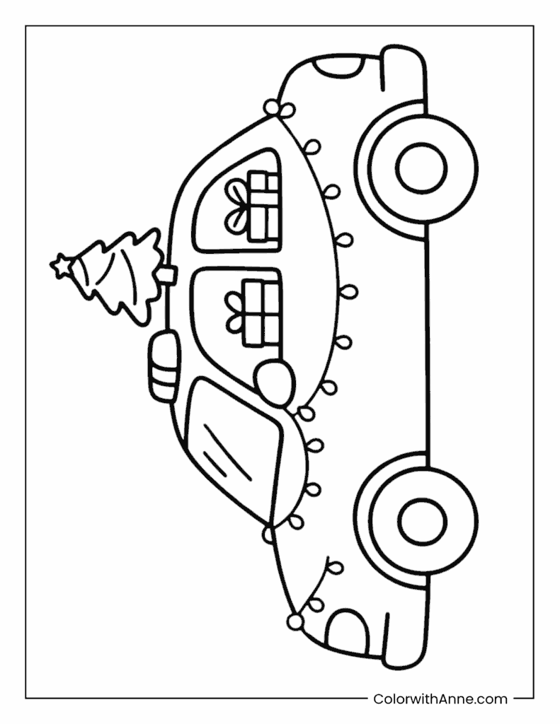 Christmas Police Car Coloring Page
