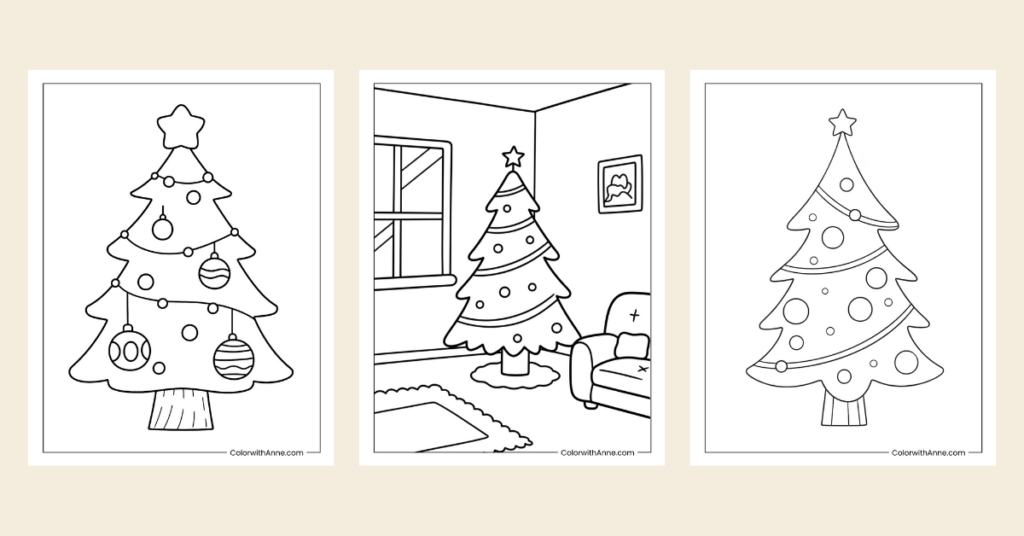 Christmas Tree Coloring Pages Banner