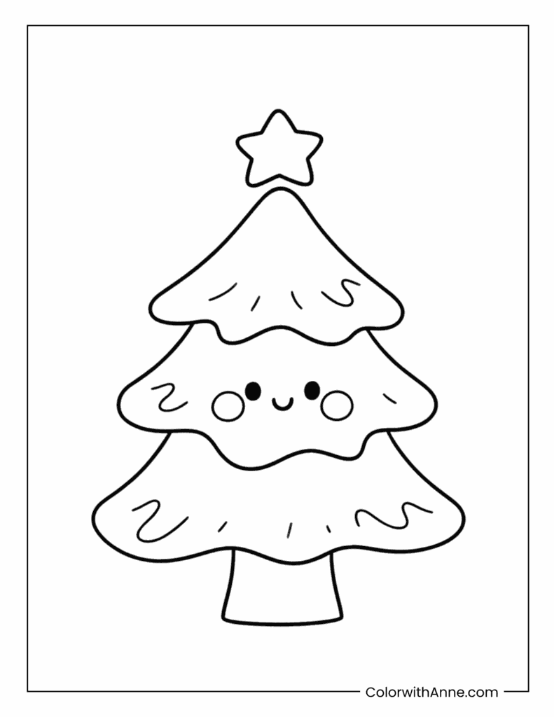 Christmas Tree with a Star Topper Coloring Page