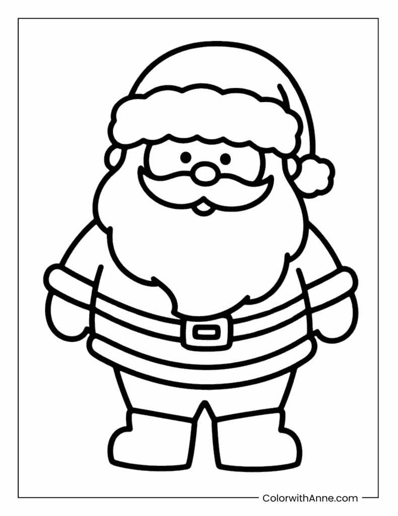 Chubby Santa Coloring Page for Kids