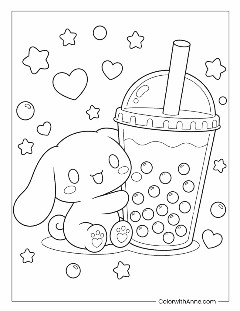Cinnamoroll’s Giant Boba Tea Hug with Hearts and Stars