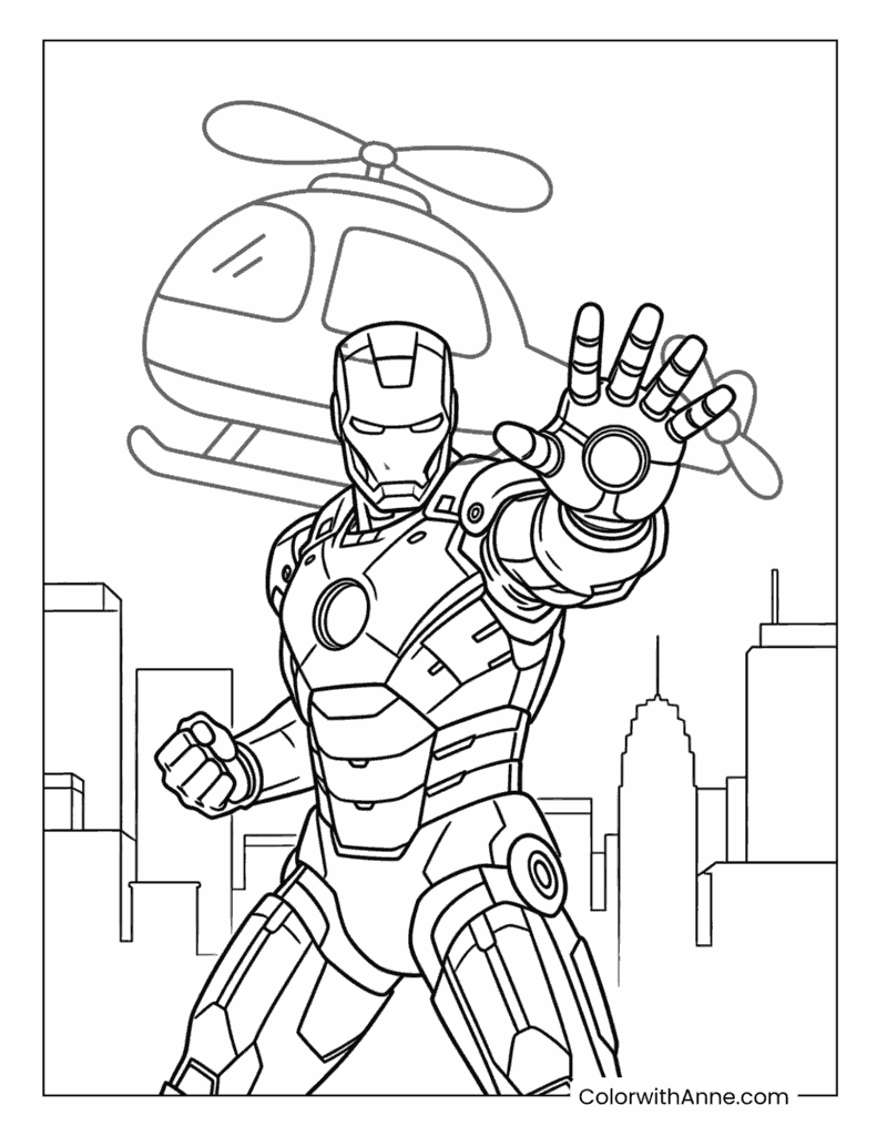 City Defender Iron Man Coloring Page