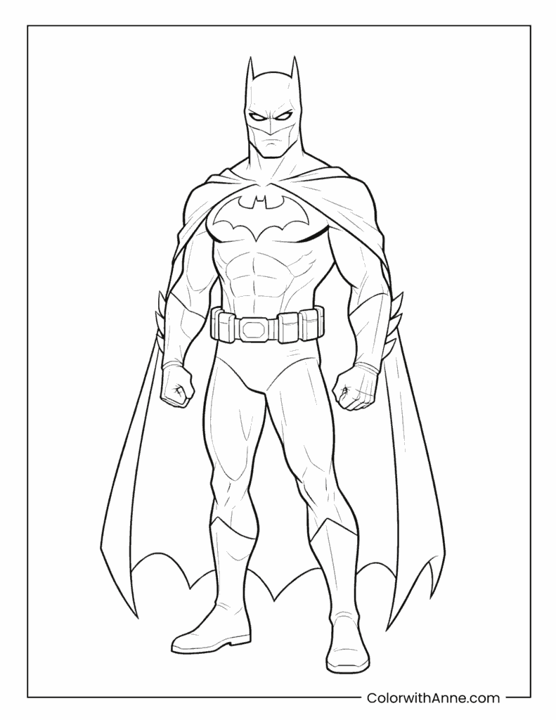 Classic Batman Standing Tall Coloring Page