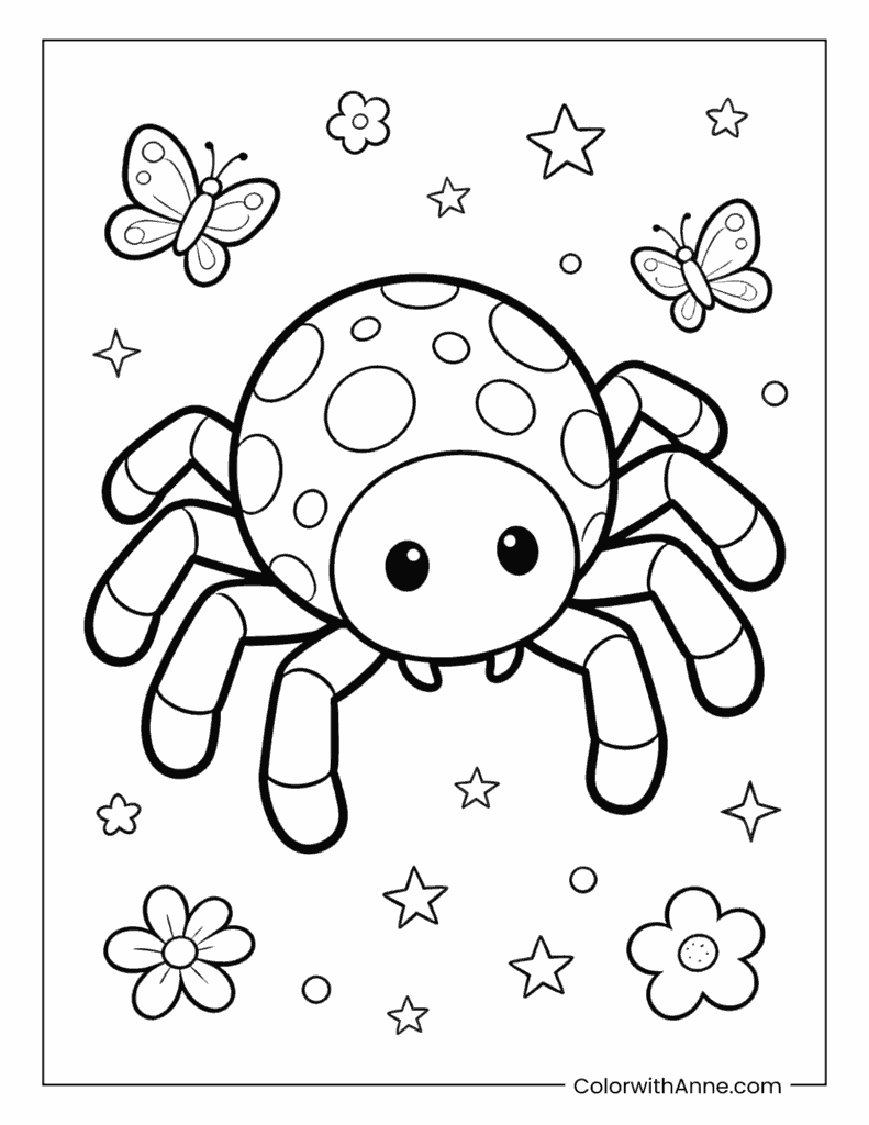 Classic Cartoon Spider Coloring Page
