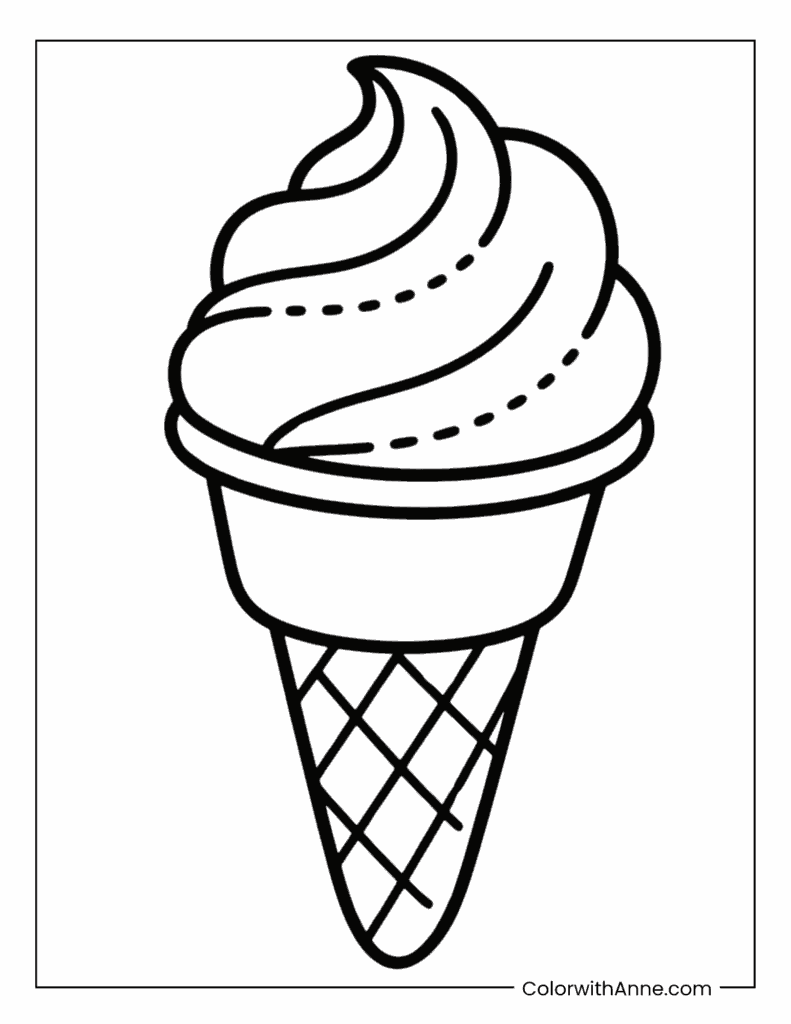 Classic Cone Coloring Page for Preschoolers