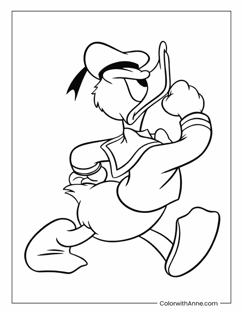 Classic Donald Duck Walking Coloring Page