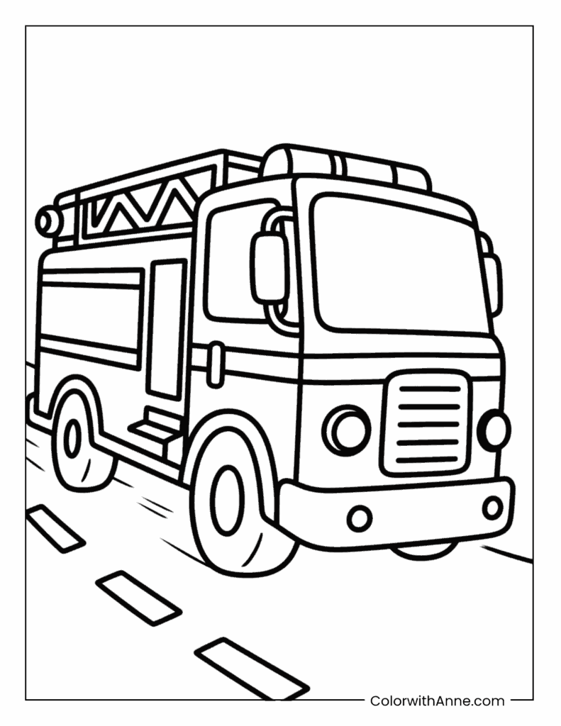 Classic Fire Truck Coloring Page for Kids