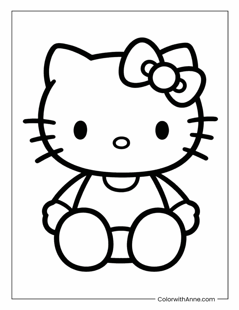 Classic Hello Kitty Coloring Page for Kids