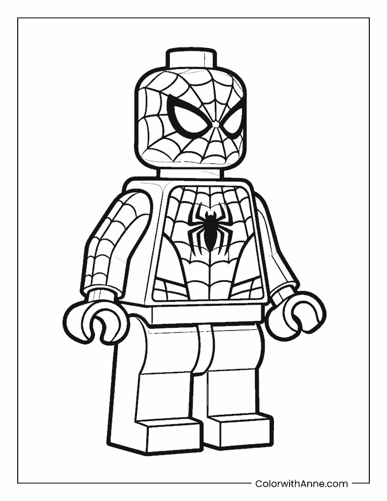 Classic Lego Spider-Man Coloring Page