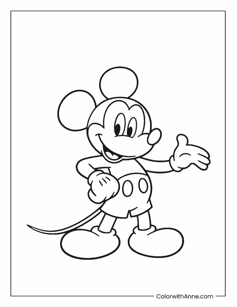 Classic Mickey Mouse Smiling Coloring Page