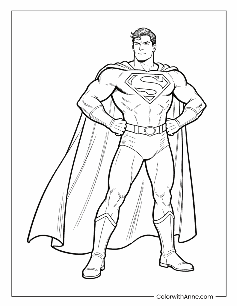 Classic Superman Standing Pose Coloring Page