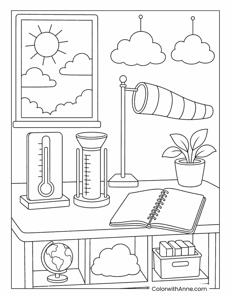 Classroom Weather Station Coloring Page