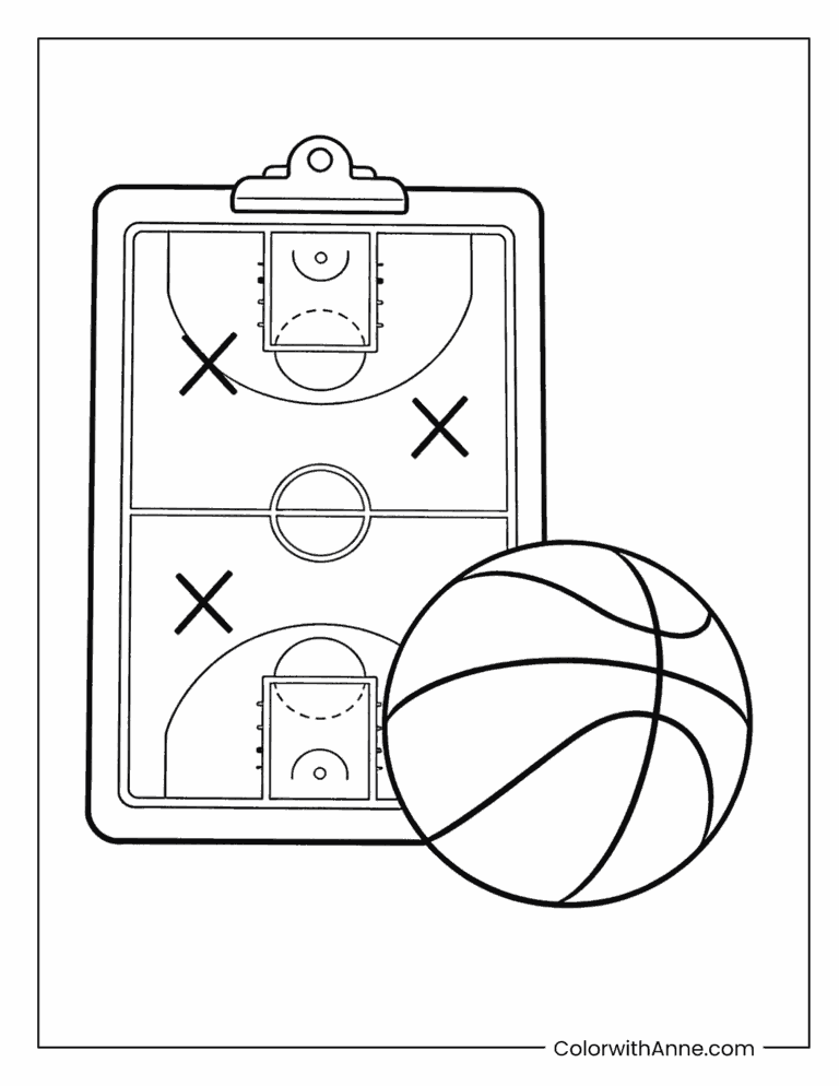Color Paper Basketball Basketball Coloring Pages (Free PDF Printables) - ColorwithAnne