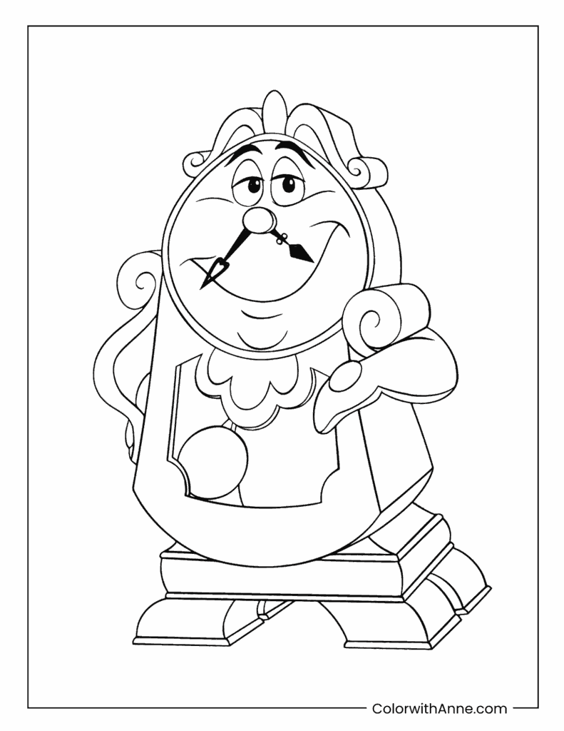Cogsworth Clock Coloring Page for Kids