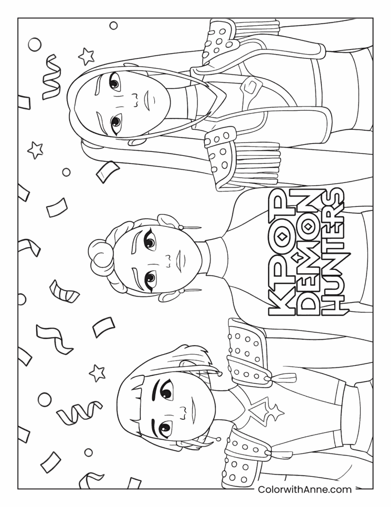 Concert-Ready KPOP Demon Hunters Coloring Page