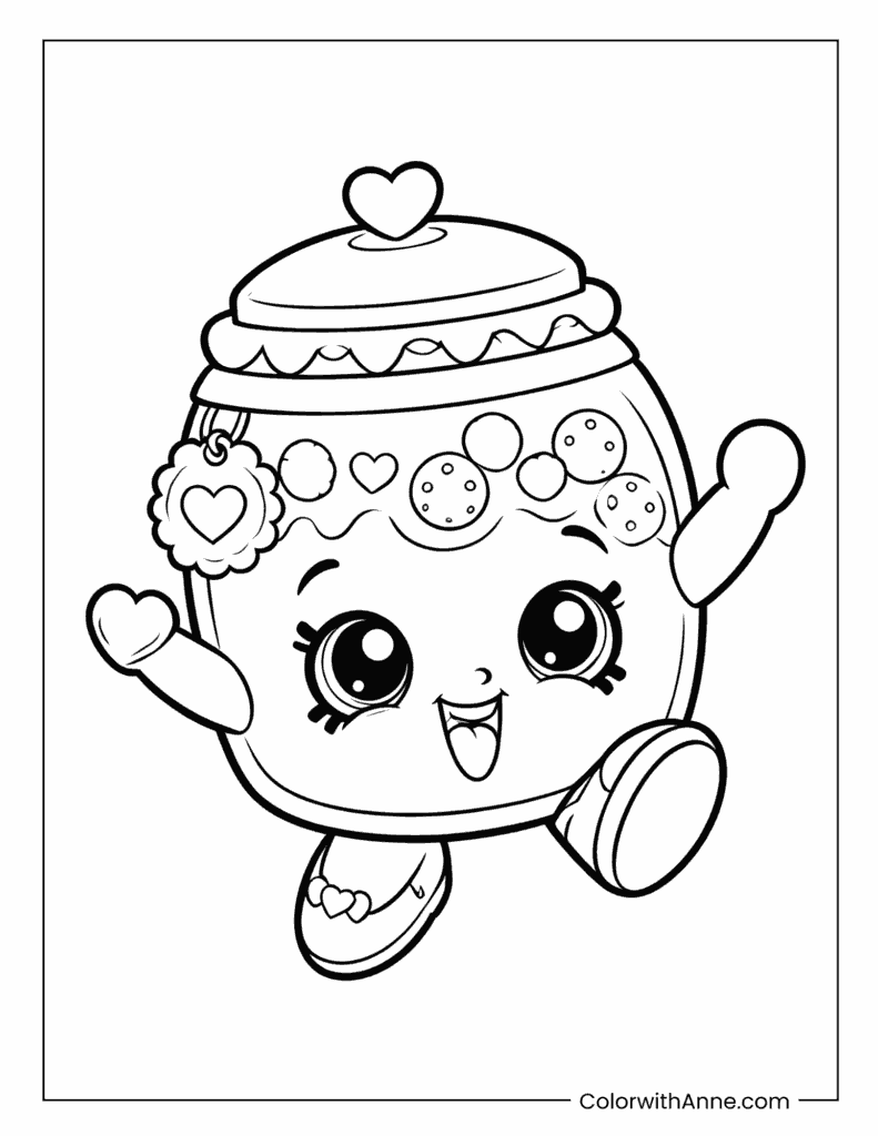 Cookie Jar Shopkins Cute Character Coloring Sheet
