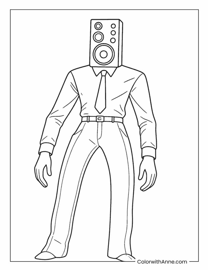 Cool Large Speaker Man Standing Pose Coloring Page