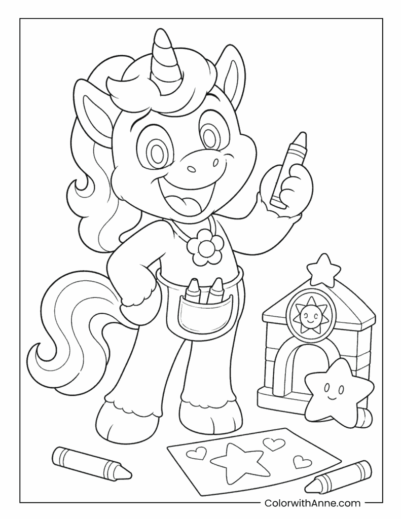 CraftyCorn with Crayons & Art Coloring Page