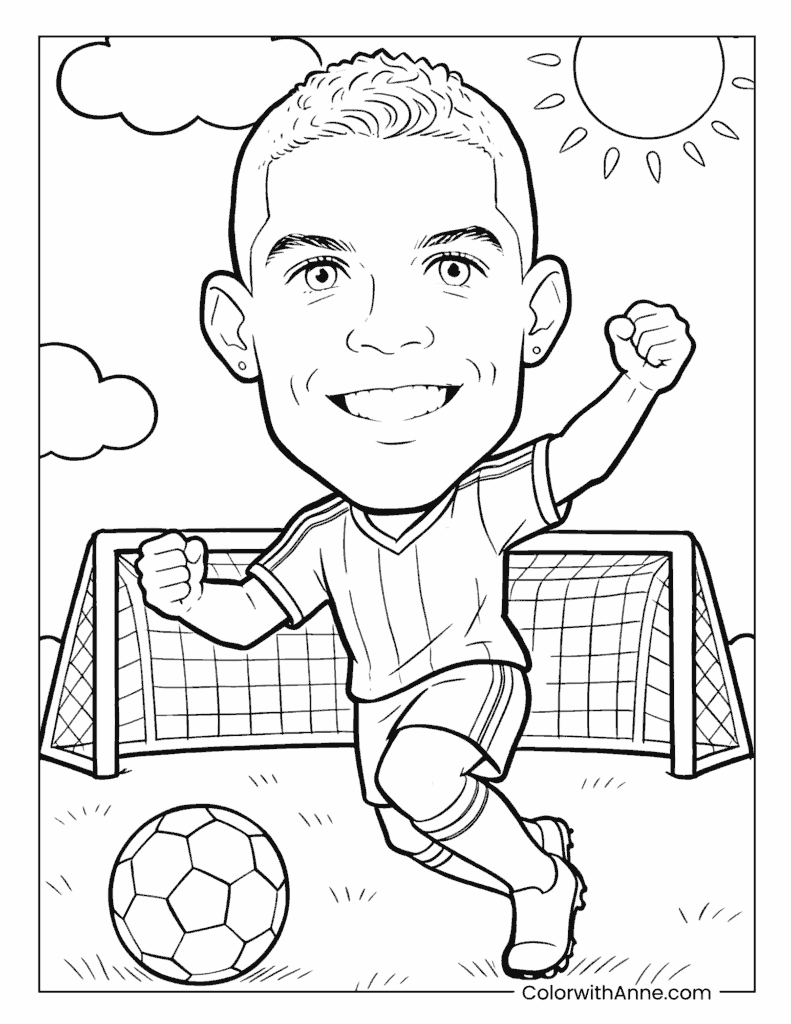 Cristiano Ronaldo Celebrating a Goal Coloring Page