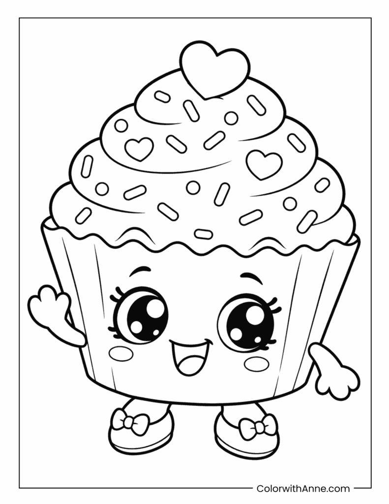Cupcake Queen Shopkins Cute Character Coloring Sheet