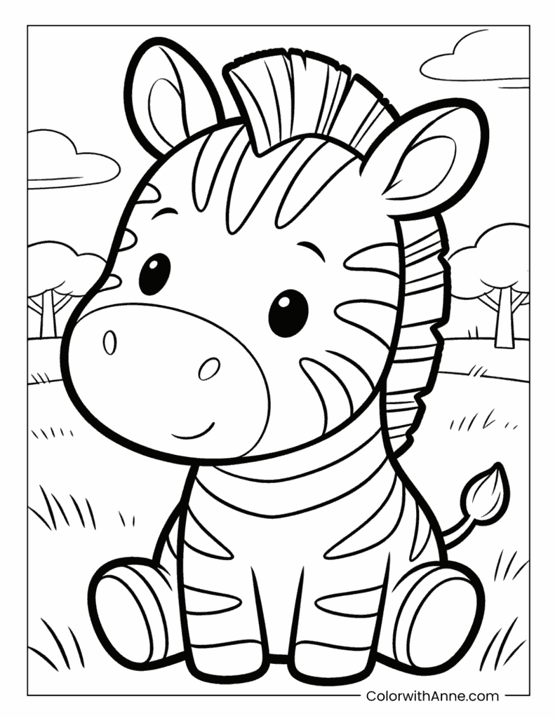 Cute Baby Zebra Coloring Page