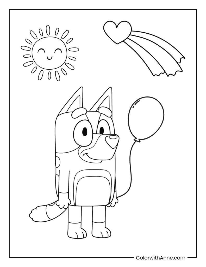 Cute Bluey Coloring Page