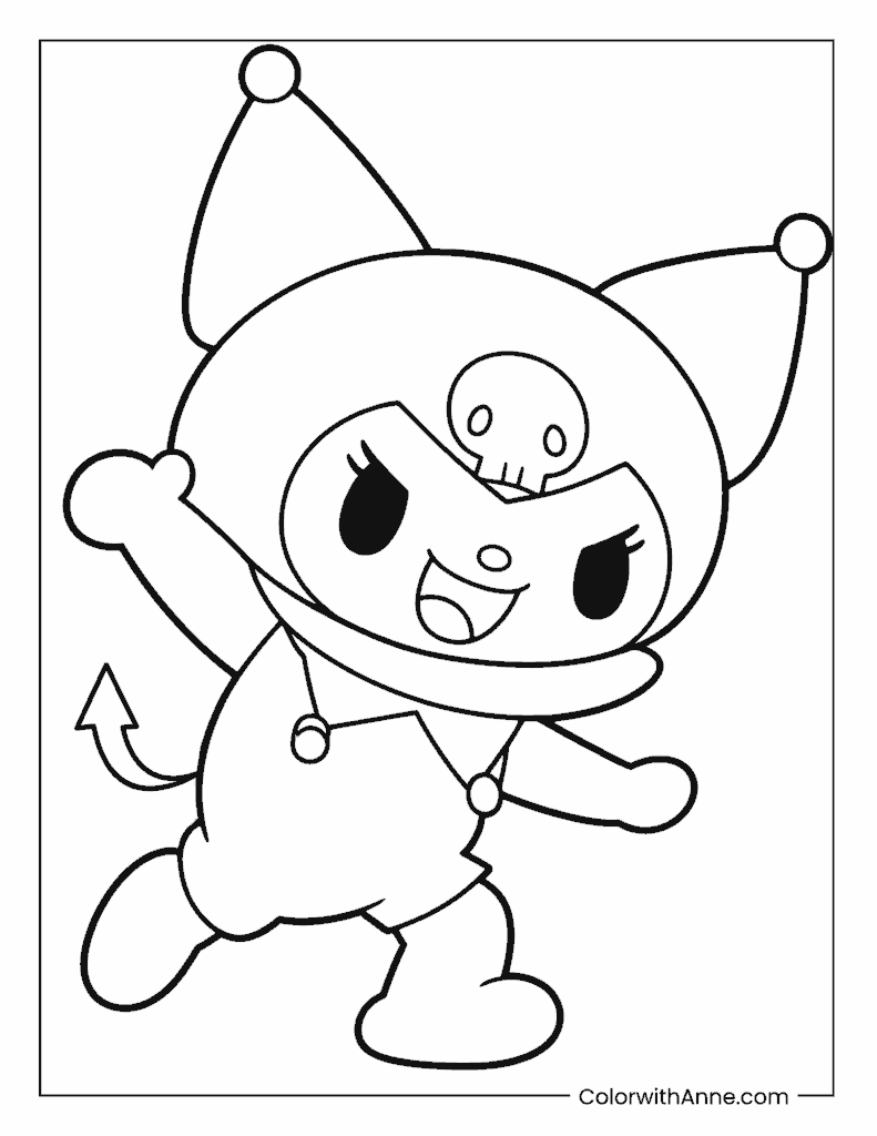 Cute Cartoon Kuromi Coloring Page