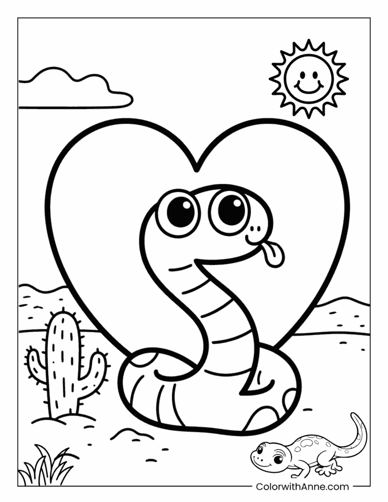 Cute Cartoon Snake Coloring Page