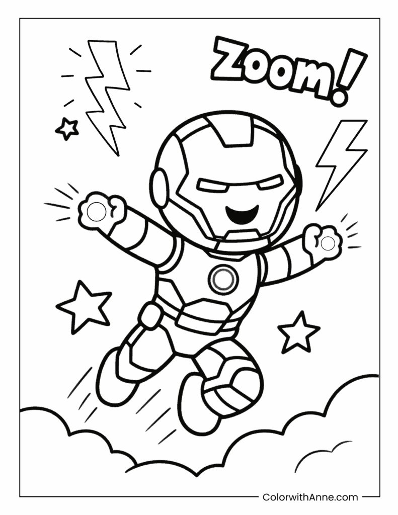 Cute Cartoon-Style Iron Man Coloring Page
