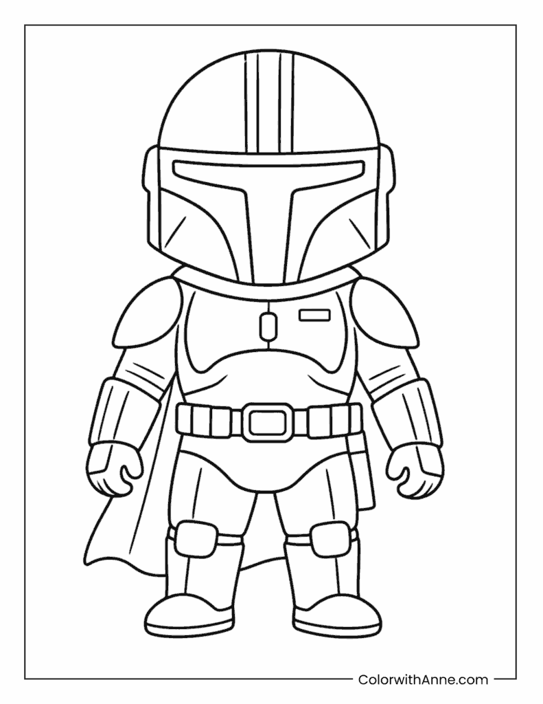 Cute Cartoon The Mandalorian Coloring Page