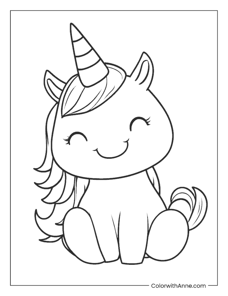 Cute Cartoon Unicorn Horse
