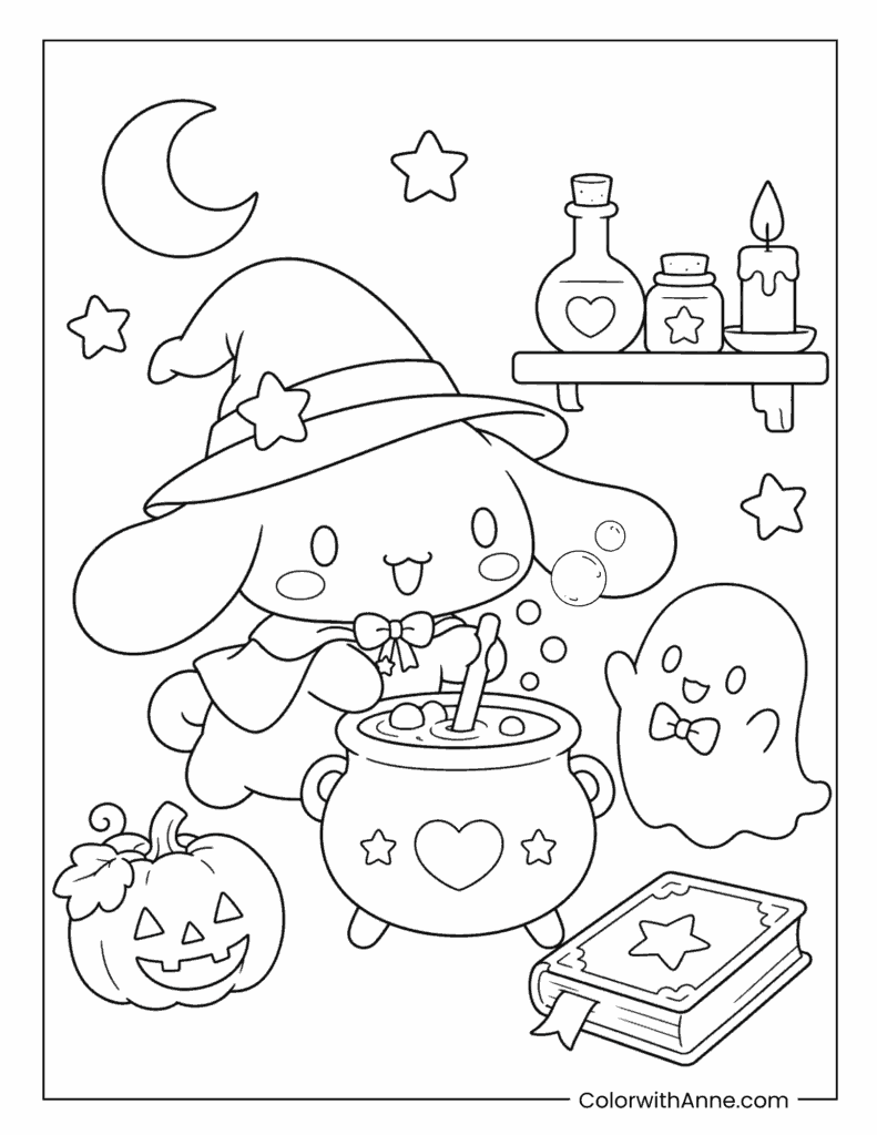Cute Cinnamoroll’s Magical Halloween Potion-Brewing Night
