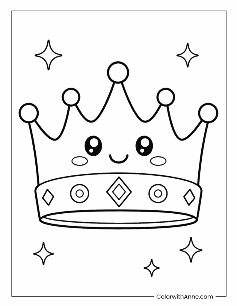 Cute Crown with Sparkles Coloring Page