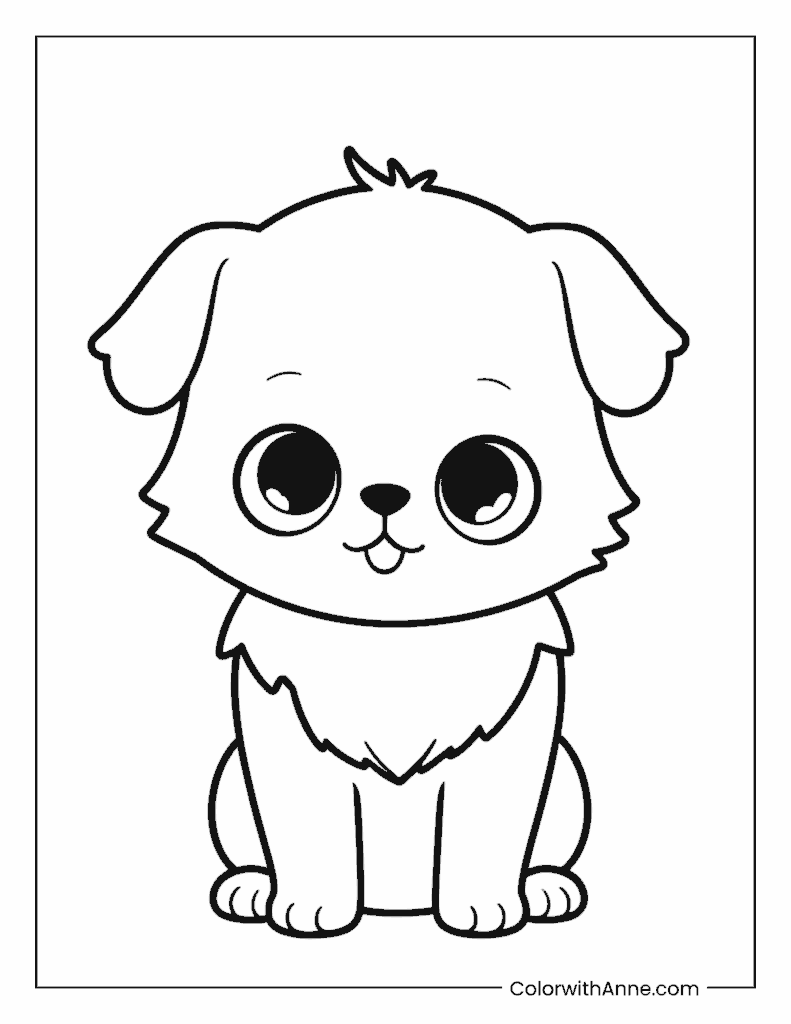 Cute Dog with Big Eyes Coloring Page