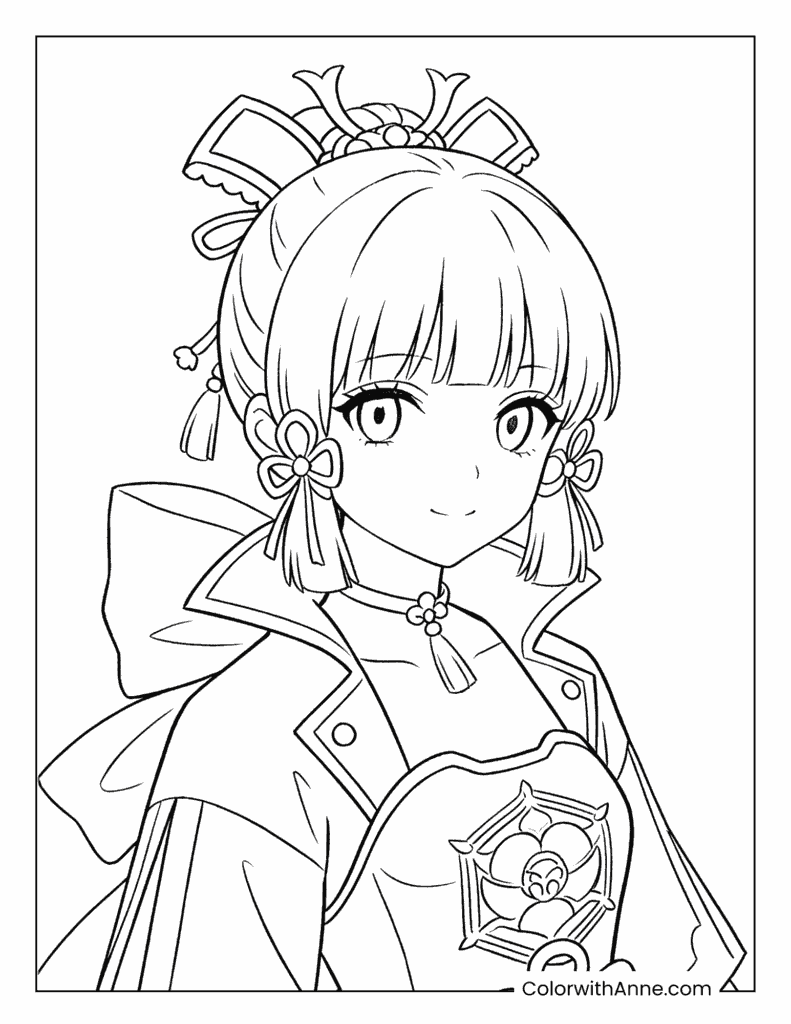 Cute Dress Anime Girl Coloring Page