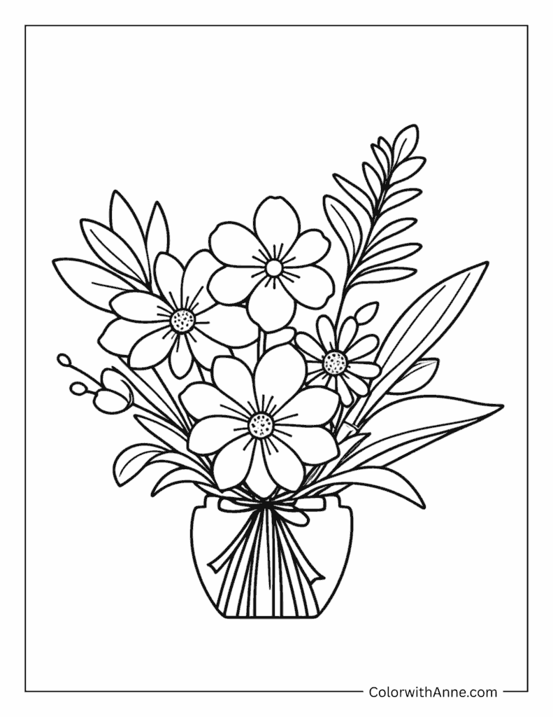 Cute Flower Coloring Page for Preschoolers