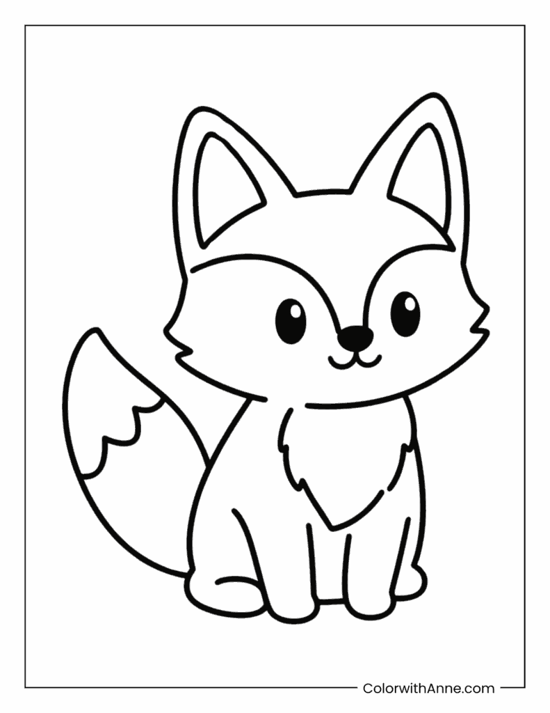 Cute Fox Coloring Page for Kids