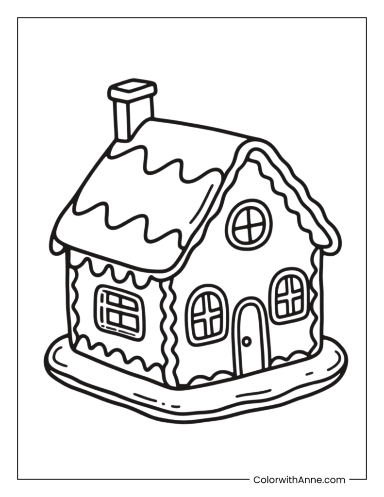 Cute Gingerbread House Coloring Page