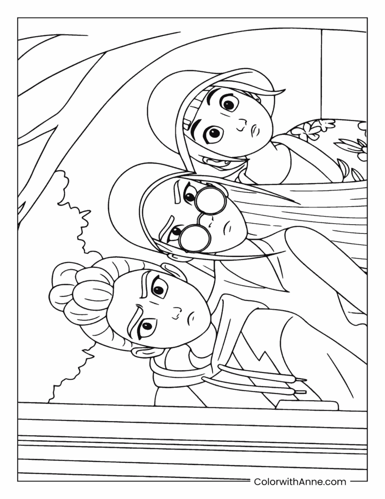Cute HUNTRX Girl Group Poster Coloring Page
