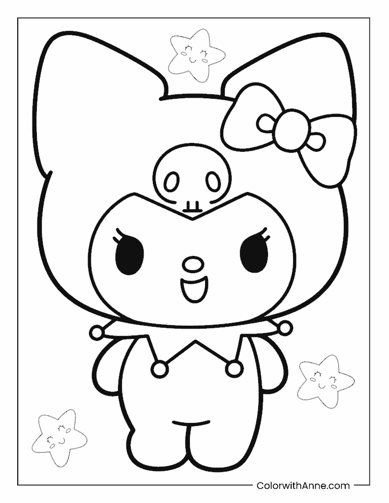 Cute Kuromi Coloring Page for Kids