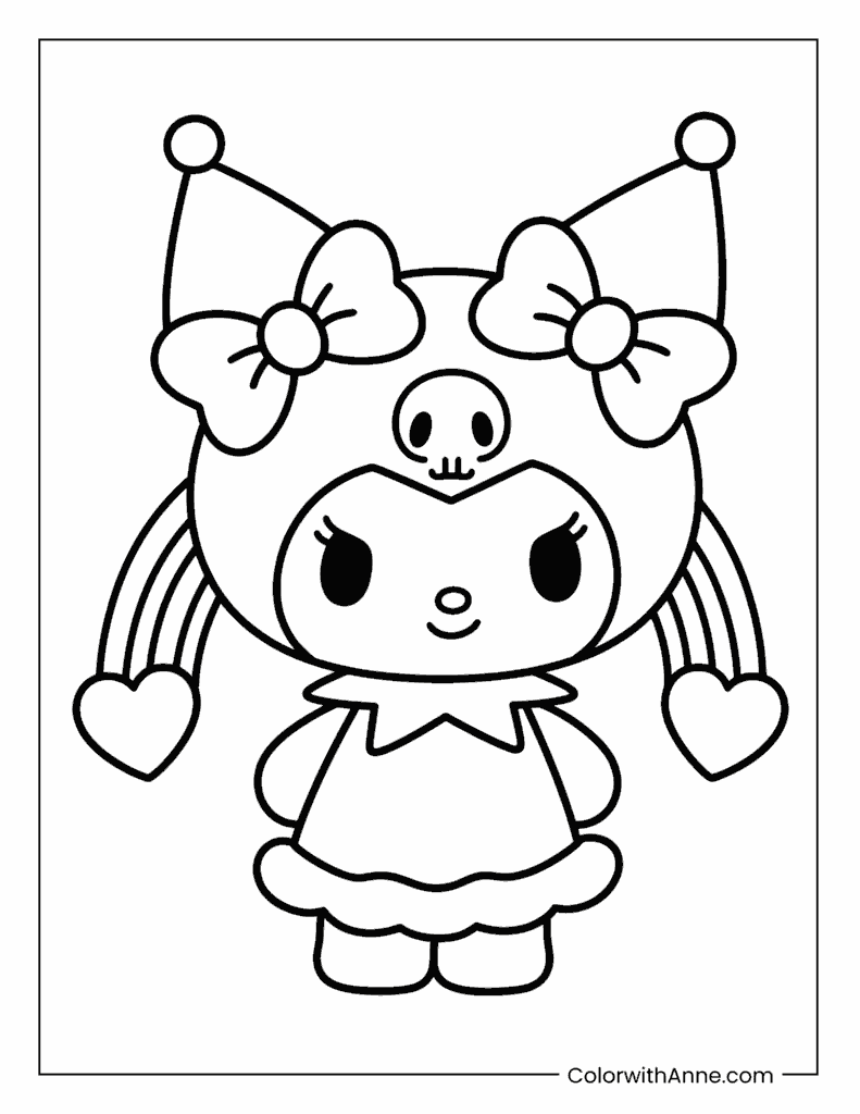 Cute Kuromi Coloring Page for Preschoolers