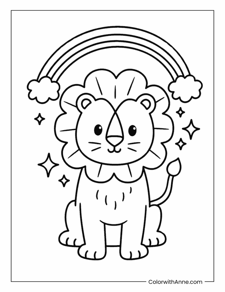 Cute Lion Coloring Page for Kids