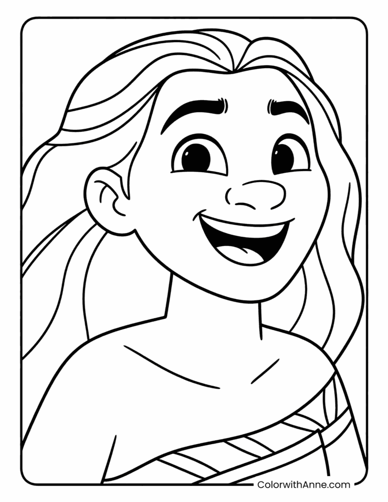 Cute Moana Smiling Coloring Page