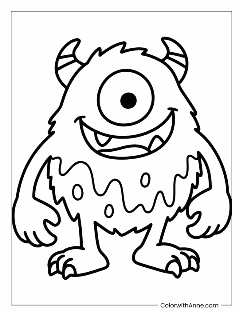 Cute Monster Coloring Page for Kids