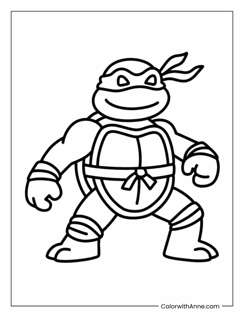 Cute Ninja Turtle Coloring Page for Kids