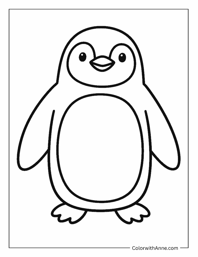 Cute Penguin Coloring Page for Kids